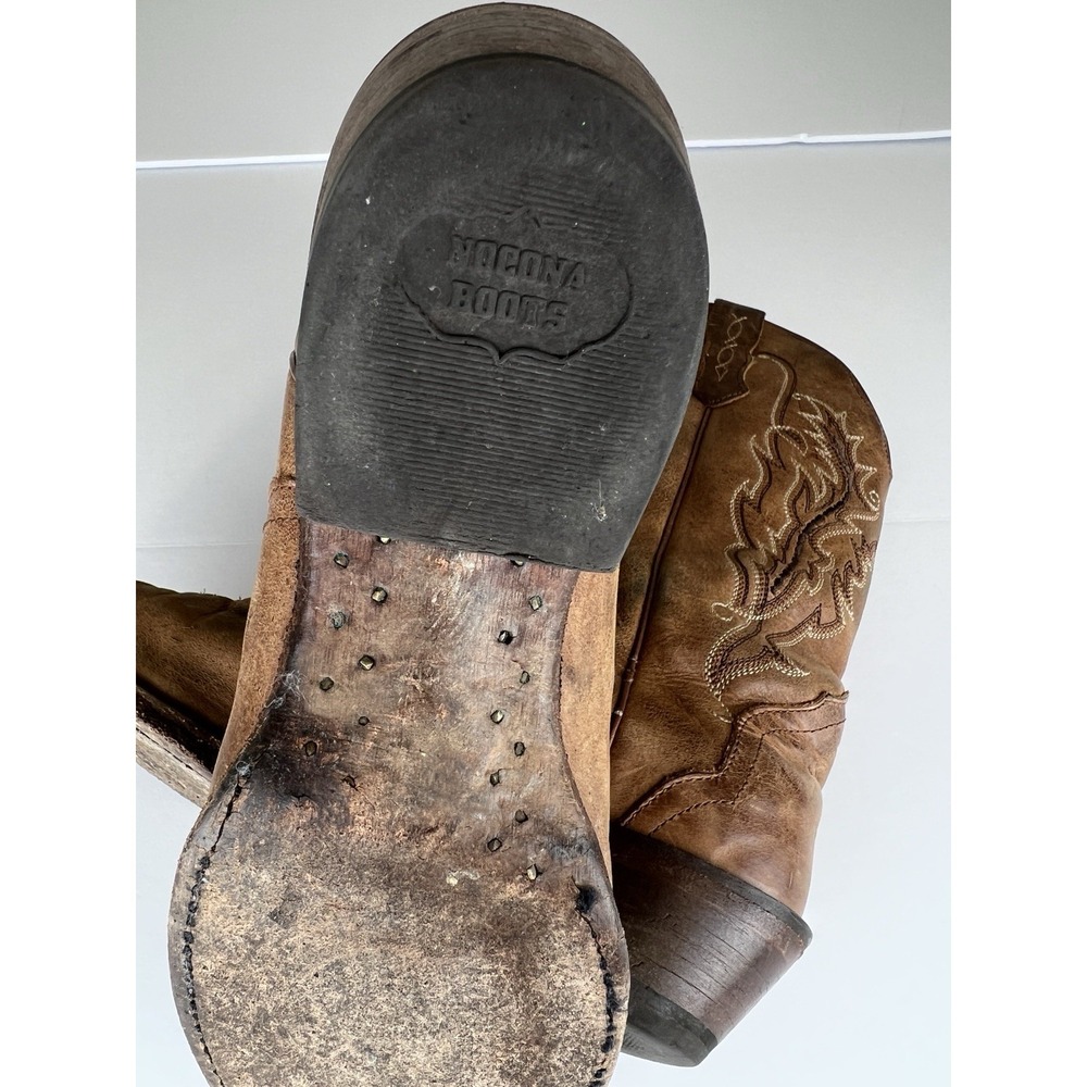 Vintage Nocona Cowboy Boots Women Size 7.5 B Brown Leather Snip Toe Style 5015 - Picture 10 of 16